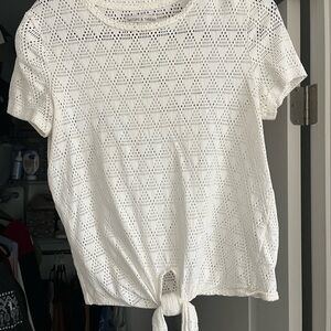 Madewell White Eyelet Tie-Front Top